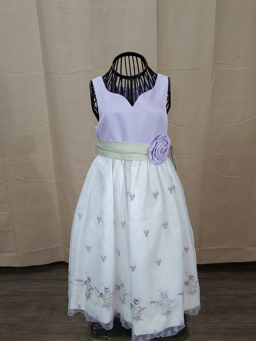 Lilac & White Floral Sash Girls' Party Dress